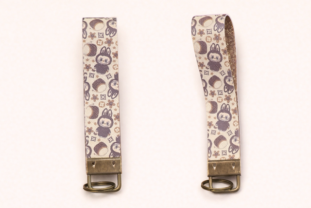 Labubu LV inspired Wristlet Keychain | Faux Leather Key Fob