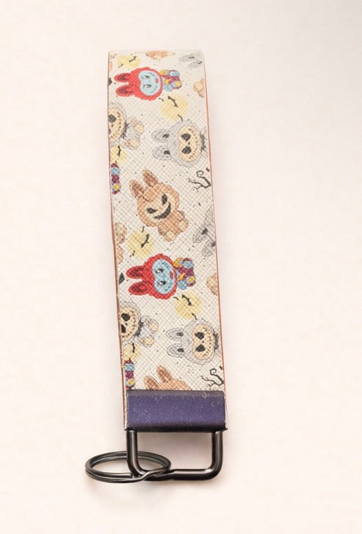 Labubu Jack & Sally Nightmare Before Christmas Wristlet Keychain | Leather Key Fob