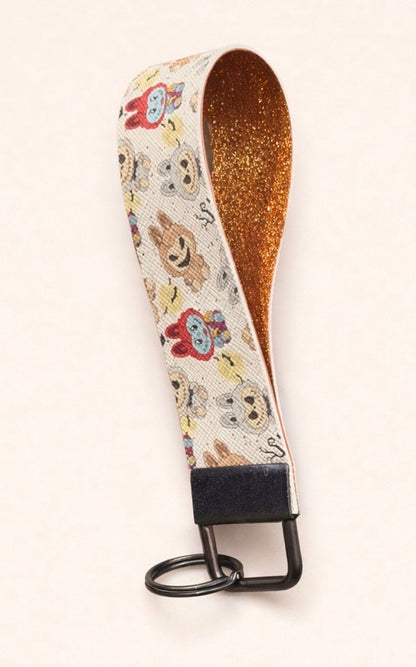 Labubu Jack & Sally Nightmare Before Christmas Wristlet Keychain | Leather Key Fob