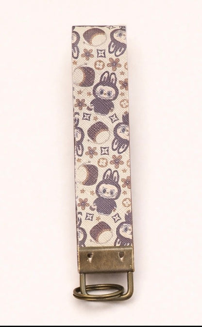 Labubu LV inspired Wristlet Keychain | Faux Leather Key Fob