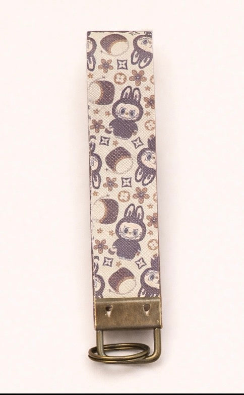 Labubu LV inspired Wristlet Keychain | Faux Leather Key Fob