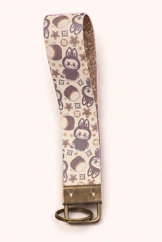 Labubu LV inspired Wristlet Keychain | Faux Leather Key Fob